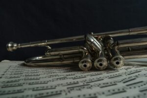 Pistons de trompette en gros plan